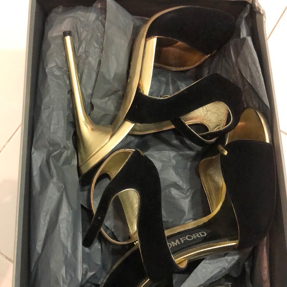 Tom Ford Black and Gold Sandals 39 - Picture 6 of 10